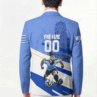 Personalized Uruguay Soccer Southern Lapwing Blazer Uruguayan Football Blue Topographic Pattern