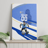 Personalized Uruguay Soccer Southern Lapwing Canvas Wall Art Uruguayan Football Blue Topographic Pattern
