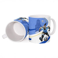 Personalized Uruguay Soccer Southern Lapwing Ceramic Mug Uruguayan Football Blue Topographic Pattern