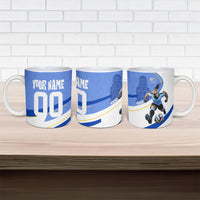 Personalized Uruguay Soccer Southern Lapwing Ceramic Mug Uruguayan Football Blue Topographic Pattern