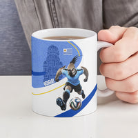 Personalized Uruguay Soccer Southern Lapwing Ceramic Mug Uruguayan Football Blue Topographic Pattern