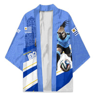 Personalized Uruguay Soccer Southern Lapwing Kimono Uruguayan Football Blue Topographic Pattern
