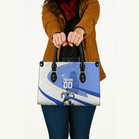 Personalized Uruguay Soccer Southern Lapwing Leather Bag Uruguayan Football Blue Topographic Pattern