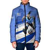 Personalized Uruguay Soccer Southern Lapwing Padded Jacket Uruguayan Football Blue Topographic Pattern