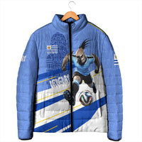 Personalized Uruguay Soccer Southern Lapwing Padded Jacket Uruguayan Football Blue Topographic Pattern
