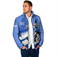 Personalized Uruguay Soccer Southern Lapwing Padded Jacket Uruguayan Football Blue Topographic Pattern