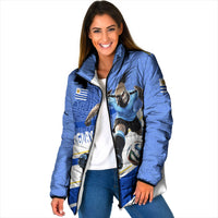 Personalized Uruguay Soccer Southern Lapwing Padded Jacket Uruguayan Football Blue Topographic Pattern