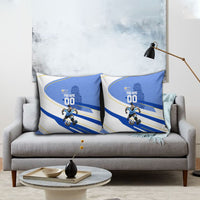 Personalized Uruguay Soccer Southern Lapwing Pillow Cover Uruguayan Football Blue Topographic Pattern