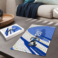 Personalized Uruguay Soccer Southern Lapwing Puzzle Uruguayan Football Blue Topographic Pattern