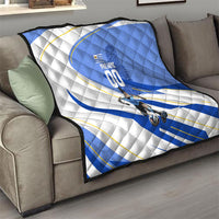 Personalized Uruguay Soccer Southern Lapwing Quilt Uruguayan Football Blue Topographic Pattern