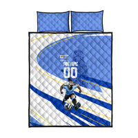 Personalized Uruguay Soccer Southern Lapwing Quilt Bed Set Uruguayan Football Blue Topographic Pattern