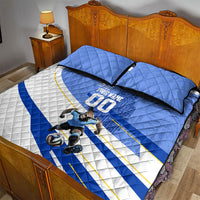 Personalized Uruguay Soccer Southern Lapwing Quilt Bed Set Uruguayan Football Blue Topographic Pattern