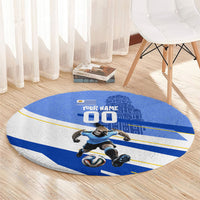 Personalized Uruguay Soccer Southern Lapwing Round Carpet Uruguayan Football Blue Topographic Pattern