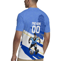 Personalized Uruguay Soccer Southern Lapwing Rugby Jersey Uruguayan Football Blue Topographic Pattern