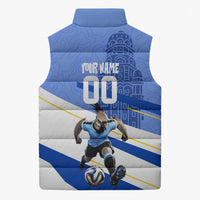 Personalized Uruguay Soccer Southern Lapwing Sleeveless Puffer Jacket Uruguayan Football Blue Topographic Pattern
