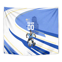 Personalized Uruguay Soccer Southern Lapwing Tapestry Uruguayan Football Blue Topographic Pattern