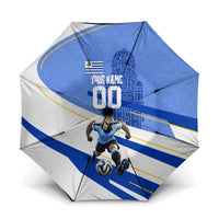 Personalized Uruguay Soccer Southern Lapwing Umbrella Uruguayan Football Blue Topographic Pattern