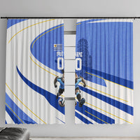 Personalized Uruguay Soccer Southern Lapwing Window Curtain Uruguayan Football Blue Topographic Pattern