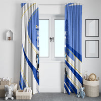 Personalized Uruguay Soccer Southern Lapwing Window Curtain Uruguayan Football Blue Topographic Pattern