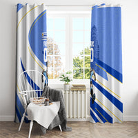 Personalized Uruguay Soccer Southern Lapwing Window Curtain Uruguayan Football Blue Topographic Pattern