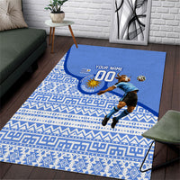 Personalized Uruguay Soccer Champions Area Rug Uruguayan Football Sun Of May Bull Mascot