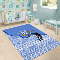 Personalized Uruguay Soccer Champions Area Rug Uruguayan Football Sun Of May Bull Mascot