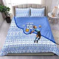 Personalized Uruguay Soccer Champions Bedding Set Uruguayan Football Sun Of May Bull Mascot