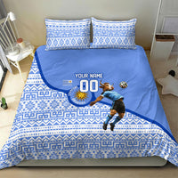 Personalized Uruguay Soccer Champions Bedding Set Uruguayan Football Sun Of May Bull Mascot