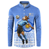 Personalized Uruguay Soccer Champions Button Sweatshirt Uruguayan Football Sun Of May Bull Mascot