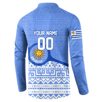 Personalized Uruguay Soccer Champions Button Sweatshirt Uruguayan Football Sun Of May Bull Mascot