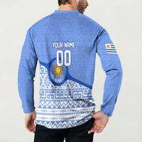 Personalized Uruguay Soccer Champions Button Sweatshirt Uruguayan Football Sun Of May Bull Mascot
