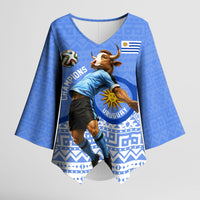 Personalized Uruguay Soccer Champions Kimono Sleeve Blouse Uruguayan Football Sun Of May Bull Mascot