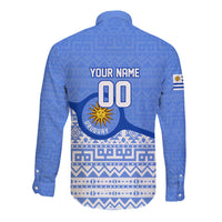 Personalized Uruguay Soccer Champions Long Sleeve Button Shirt Uruguayan Football Sun Of May Bull Mascot