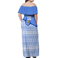 Personalized Uruguay Soccer Champions Off Shoulder Maxi Dress Uruguayan Football Sun Of May Bull Mascot
