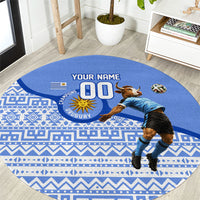 Personalized Uruguay Soccer Champions Round Carpet Uruguayan Football Sun Of May Bull Mascot