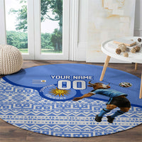 Personalized Uruguay Soccer Champions Round Carpet Uruguayan Football Sun Of May Bull Mascot