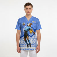 Personalized Uruguay Soccer Champions Scrub Top Uruguayan Football Sun Of May Bull Mascot