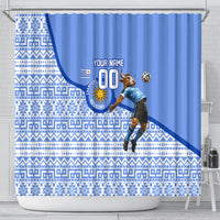 Personalized Uruguay Soccer Champions Shower Curtain Uruguayan Football Sun Of May Bull Mascot