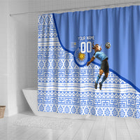 Personalized Uruguay Soccer Champions Shower Curtain Uruguayan Football Sun Of May Bull Mascot