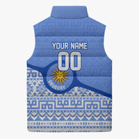 Personalized Uruguay Soccer Champions Sleeveless Puffer Jacket Uruguayan Football Sun Of May Bull Mascot