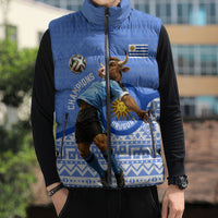Personalized Uruguay Soccer Champions Sleeveless Puffer Jacket Uruguayan Football Sun Of May Bull Mascot