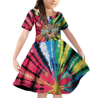 Lithuania Tie Dye Basketball Family Matching Off Shoulder Short Dress and Hawaiian Shirt with Skeleton Dunk Graphic and Retro Colors - Wonder Print Shop