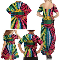 Lithuania Tie Dye Basketball Family Matching Summer Maxi Dress and Hawaiian Shirt with Skeleton Dunk Graphic and Retro Colors - Wonder Print Shop