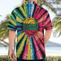Lithuania Tie Dye Basketball Hawaiian Shirt with Skeleton Dunk Graphic and Retro Colors - Wonder Print Shop