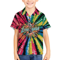 Lithuania Tie Dye Basketball Kid Hawaiian Shirt with Skeleton Dunk Graphic and Retro Colors - Wonder Print Shop
