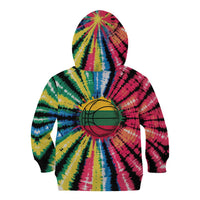 Lithuania Tie Dye Basketball Kid Hoodie with Skeleton Dunk Graphic and Retro Colors - Wonder Print Shop