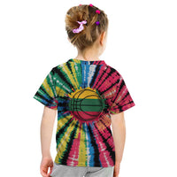 Lithuania Tie Dye Basketball Kid T Shirt with Skeleton Dunk Graphic and Retro Colors - Wonder Print Shop