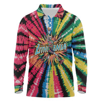 Lithuania Tie Dye Basketball Long Sleeve Polo Shirt with Skeleton Dunk Graphic and Retro Colors - Wonder Print Shop