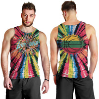 Lithuania Tie Dye Basketball Men Tank Top with Skeleton Dunk Graphic and Retro Colors - Wonder Print Shop