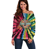 Lithuania Tie Dye Basketball Off Shoulder Sweater with Skeleton Dunk Graphic and Retro Colors - Wonder Print Shop